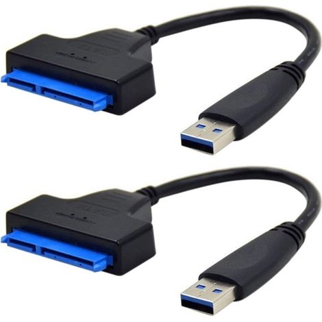 2X CâBle Adaptateur USB 3.0 Vers SATA pour Lecteurs SSD / HDD de 2,5 Pouces -Convertisseur Externe SATA Vers USB 3.0 (1/4)