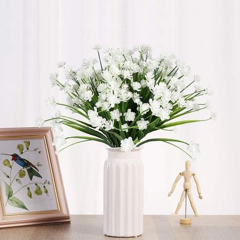 Stück künstliche Frühlings-Baby-Atem-Pflanzen, Blumentopf-Dekorationen, Hochzeitsdekor (weiß) (1/5)