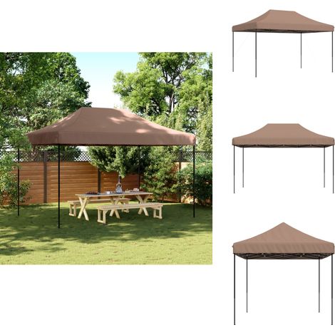 Tente de réception pliable escamotable marron 440x292x315 cm - Tents Gazebos - Abri Extérieur - Abri Jardin - Tentes Pliables - Tente Fete (1/5)