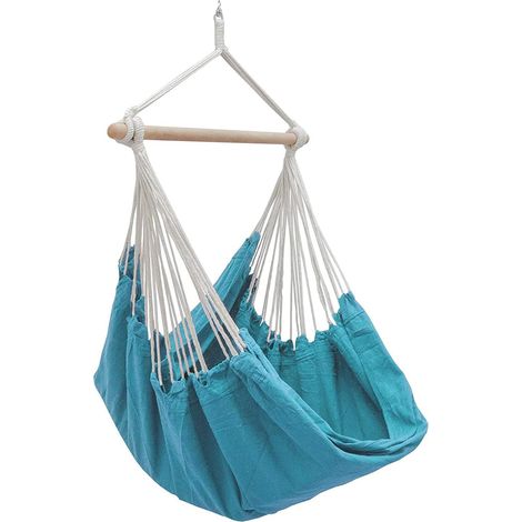 Hamac suspendu XXL 185x130cm – 100% coton – Charge max 150kg – Pivot 360° – Confort intérieur et extérieur