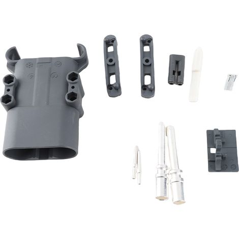 Stecker für Gabelstapler und Elektrofahrzeuge, 320 A DC 150 V Ladekabel, grau, versilbertes Kupfer, Nylon UL94V-0, 70 mm², Packung mit 1 Stecker, 6 Zubehörteilen, 2 Klemmen, 2 Schrauben (1/5)