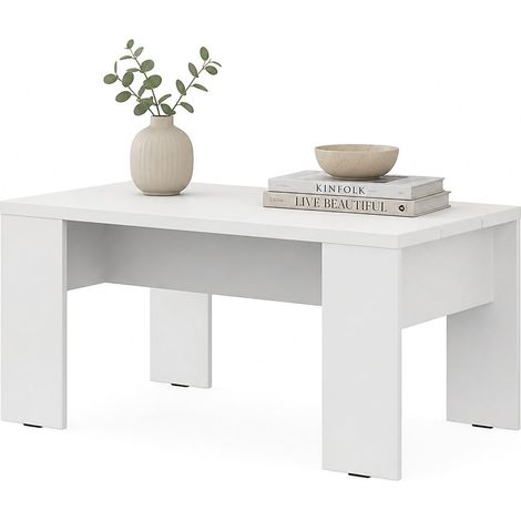 Couchtisch Riposto, rechteckig, Tischplatte weiß, Gestell in matter Farbe, 90x50x43h cm, Weiß matt