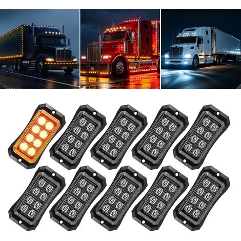 10× Feux de Gabarit à LED 12V-24V, 8 LED Feux de Position À Deux Rangées Feu de Gabarit Remorque pour Camion Bus Caravane Utilitaire Robuste (1/5)