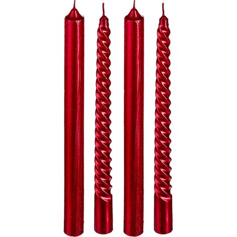 Paris Prix - Lot De 4 Bougies Bâton colorama 48g Rouge (1/5)