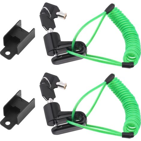 Lot de 2 verrous de frein à disque avec câble de rappel 120 cm, antivol de roue pour motos, scooters, vélos (1/5)