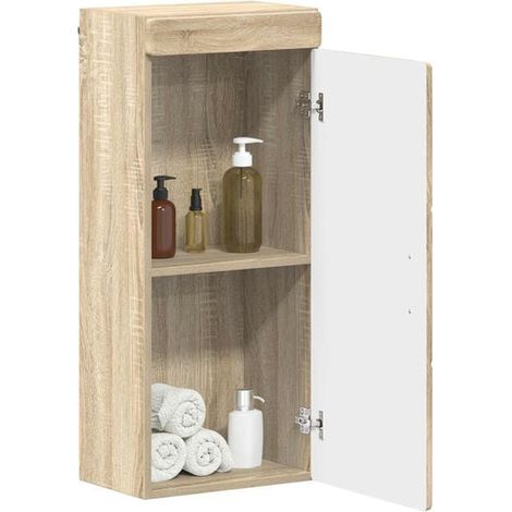 Meuble de Salle de Bain avec Miroir, Style TULUM en Chêne Sonoma, Rangement Mural Moderne et Élégant (1/5)