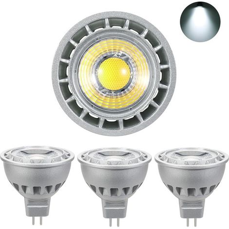 Ampoules LED MR16,AC/DC 12V, 500LM Blanc Froid 6000K,Ampoules LED 5W en Remplacement des Ampoules Halogènes 50W,Pas de clignotement Pas de gradation Angle de faisceau 45° LED[Classe énergétique B] (1/5)
