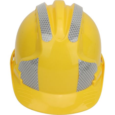 Casque de chantier Safe Work Cap renforcé en ABS, résistant aux chocs et ajustable, avec bandes réfléchissantes jaunes. (1/5)