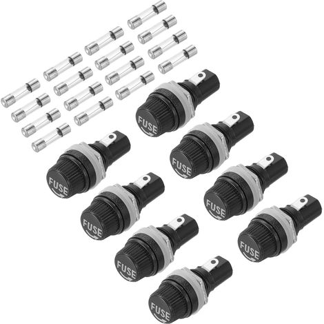 8 Pcs Porte-Cartouche À Fusible À Montage sur Panneau, 10/15A AC 125/250V 5 x 20mm Fusible À Bornes À Visser avec Fils Pré-Soudés Et Fusibles À Tube De Verre (1/5)