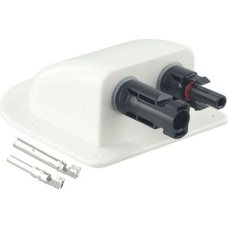 Lntyq Double presse-étoupe étanche solaire photovoltaïque en plastique - Connecteur de câble incurvé en ABS - Boîtier d'entrée de câble double pour panneaux solaires RV Caravane Bateau (2 (1/4)
