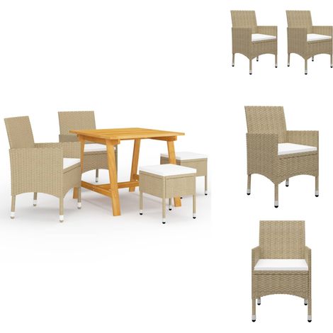 Ensemble à manger de jardin 5 pcs Beige - Meubles De Jardin - Salon De Jardin - Set De Jardin - Mobilier De Terrasse - Table De Jardin (1/5)