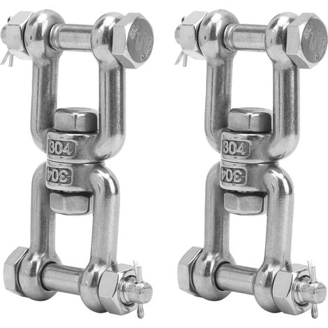 Lot de 2 manilles pivotantes d'ancrage en acier inoxydable 304 avec anneau de sécurité M10 (1/5)