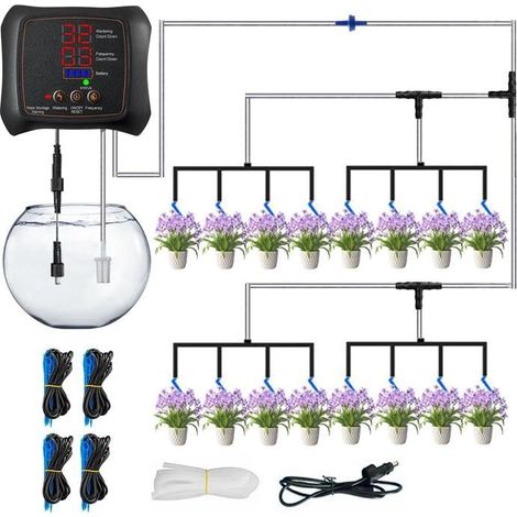 Système d'arrosage automatique, kit d'irrigation goutte à goutte pour 16 plantes, adapté à l'arrosage automatique sur les balcons et à l'intérieur, irrigation programmable, rechargeable. (1/5)