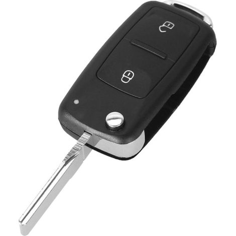Clé de voiture de remplacement à 2 boutons avec lame pour Volkswagen VW, noire, taille unique.