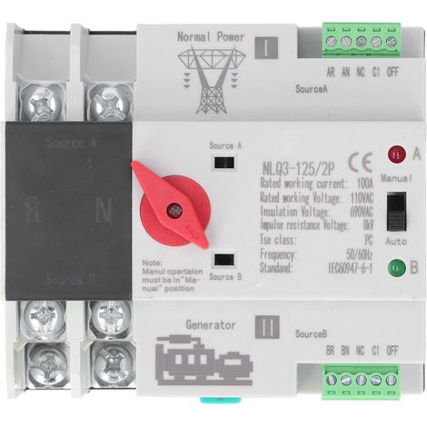Interrupteur de Transfert Automatique 100A Double Alimentation, AC110V pour Alimentation Ininterrompue (1/5)