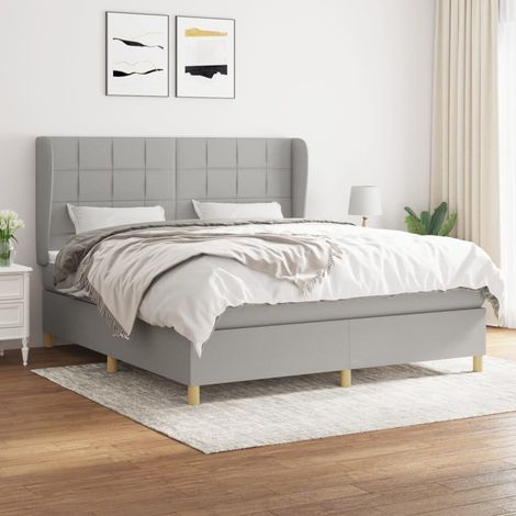 Sommier à lattes de lit avec matelas Gris clair 180x200cm Tissu (1/5)
