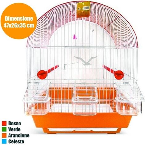 TRADE SHOP - Gabbia Arco Completa Di Accessori Per Uccelli Canarini Pappagalli In Metallo -