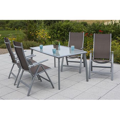 Carrara Set 4tlg 4 Sessel taupe Tisch 150x90cm