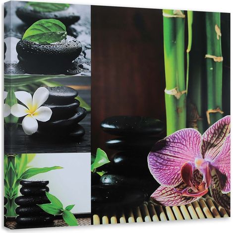 Tableau sur toile Spa zen orchidée bambou 50x50 (1/5)