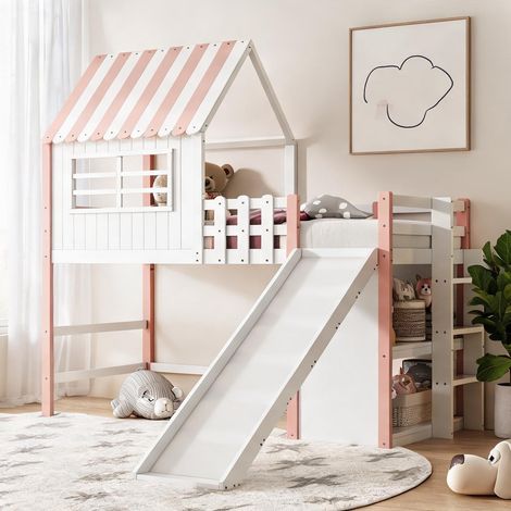 Cadre de lit coloris rose en bois massif MDF 208 x 219 x 219 cm (1/5)