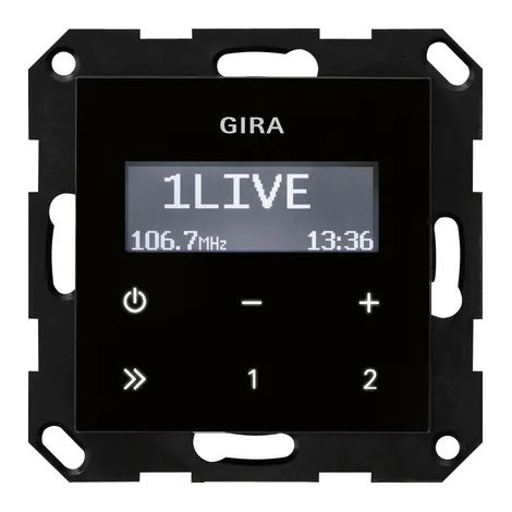 GIRA 228405 RADIO ENCASTRÉE RDS SANS SYSTÈME DE HAUT-PARLEUR VERRE NOIR