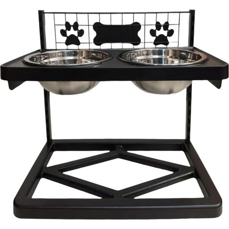 Support De Gamelle Surélevé Pour Chien Base Antidérapante Pour Alimentation Support De Gamelle Avec Bols En Acier Inoxydable Pour Salon Balcon Cuisine Jardin Eau Poulet En Dés (1/5)
