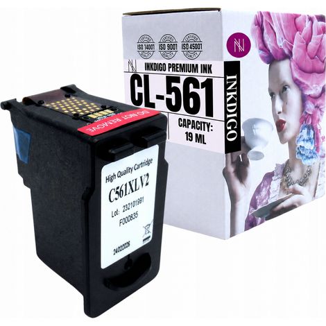 Encre Inkdigo CL561 compatible avec les imprimantes Canon Pixma TS5350, TS5355a, TS7451a et TS5352. Certifiée TÜV. (1/5)