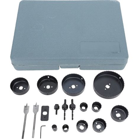 Set da 18 pezzi per sega a tazza in acciaio al carbonio, kit efficiente multifunzionale per cartongesso con scatola di immagazzinaggio (1/5)