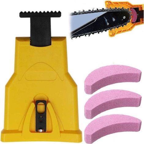 Affûteur de tronçonneuse, ensemble d'affûteur de tronçonneuse avec 3 pierres à aiguiser, outils de travail du bois rapides (1/4)
