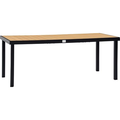 Tavolo da giardino per 8 persone, tavolo da pranzo, tavolo in alluminio, mobili da giardino, mobili da salotto, bassa manutenzione, plastica, naturale + nero, 190 x 90 x 74 cm