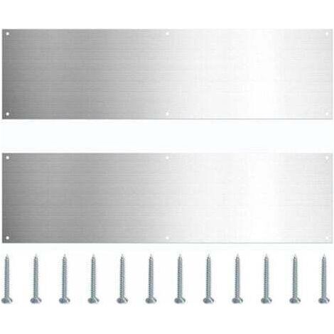 Lot de 2 plaques de seuil de porte en acier inoxydable, panneau de protection de bas de porte en métal, plinthe résistante aux rayures avec vis pour portes intérieures et extérieures (1/5)