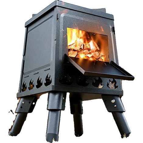 Poêle à bois portable, acier au carbone, 22 x 22 x 35 cm, pèse 3,2 kg, design pliable, cuisson multi-usages (1/5)