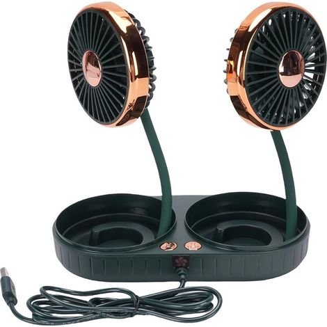Keenso Ventilateur de voiture USB à double tête, ABS PP, 3 (1/5)