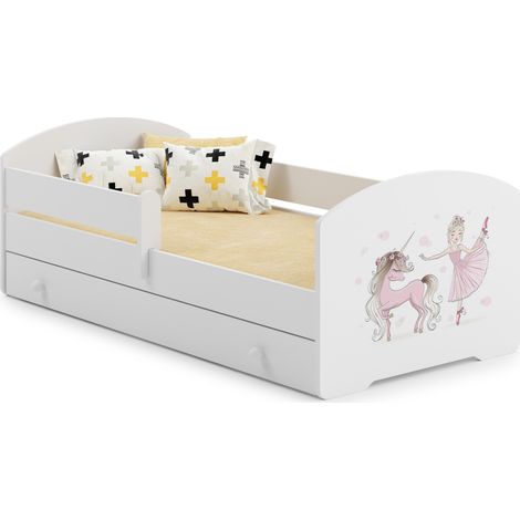 Letto per bambini LUK con cassetto e sponda 160x80 Ragazza con unicorno (1/5)