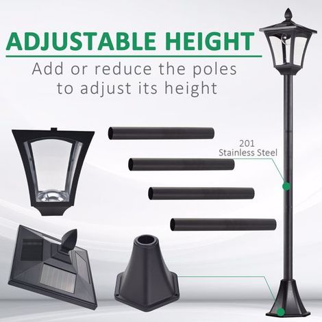 Solar LED Garden Lamp Post with Automatic Light Sensor,IP44 Waterproof,Removable Base and Stakes for Pathways and Patios (1/5)