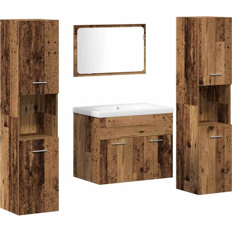 Ensemble de rangement Montage mural 4 pcs Bois d'ingénierie (1/5)