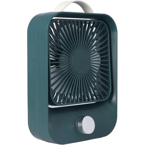 Tragbarer und leiser oszillierender Tischventilator, USB-aufladbar, mit Kabel, ideal für Camping und Reisen (grün). (1/5)
