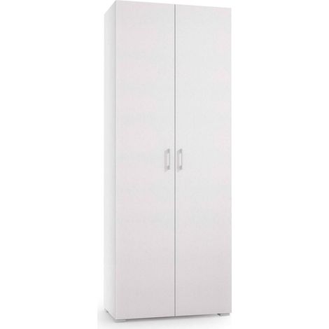 Dmora - Armadio multiuso Angy, Mobile lineare a 2 Ante battenti, Guardaroba a 6 ripiani, Scarpiera moderna, 100% Made in Italy, 72x37h195 cm, Bianco (1/5)