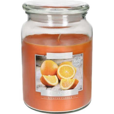 KOTARBAU Grande bougie parfumée dans un verre avec couvercle orange - Idée cadeau - Bougies décoratives - Durée de combustion jusqu'à 100 heures (1/5)