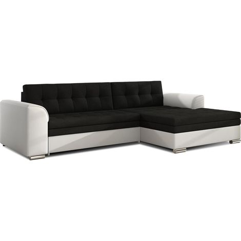 Canapé d'angle convertible CONFORTO 4 places noir et blanc – angle droit (1/3)