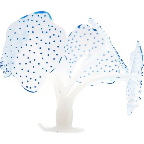 Lot de 2 coraux artificiels en silicone pour décoration d'aquarium, paysage d'aquarium, effet lumineux coloré, plante de mer avec ventouse - Bleu (1/5)