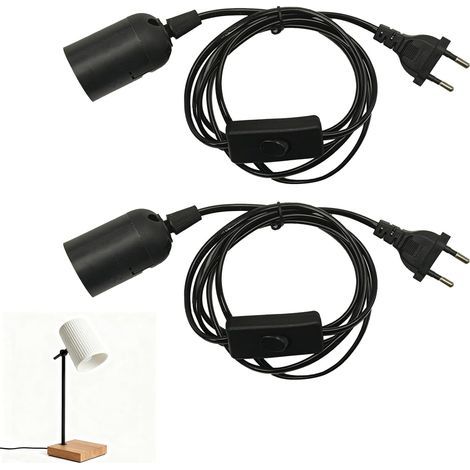 Pack de 2 Douille E27 avec Câble de 1,5 m, Douilles E27 avec Interrupteur, Idéal pour Lampadaires, Lustres et Éclairages de Cuisine - Noir Élégant pour un Intérieur Moderne,fil plafonnier (1/4)