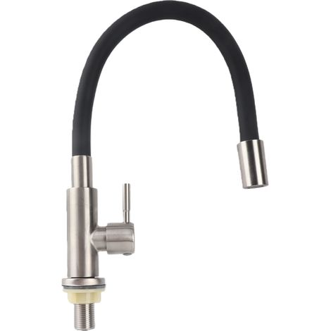 Grifo de cocina doméstico monomando flexible para lavavajillas, grifo de fregadero giratorio universal con agua fría. (1/5)