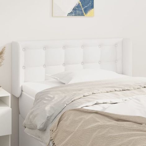 Tête de lit avec oreilles Design industriel - Pour Lit adulte - Blanc 103x16x78/88 cm Similicuir Chic-409752 (1/5)