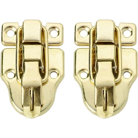 2 Pcs Retro Style Toggle Latch Hasp Antique Metal Hasp with Mounting Screws for Jewelry Box Cabinet Wooden Box (Golden) (1/4)
