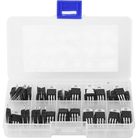 Kit de 60 transistors L7805CV LM317t (10 valeurs différentes) avec boîte de rangement