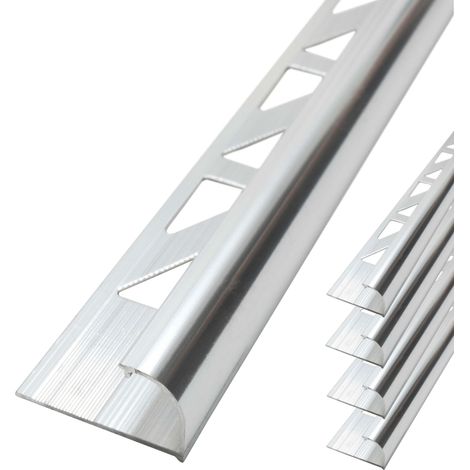 Dalsys Fliesenschiene Viertelkreisprofil Aluminium (eloxiert, Rundprofil Halbrundprofil - Silber matt 2,5m x 10mm, 5 Stück