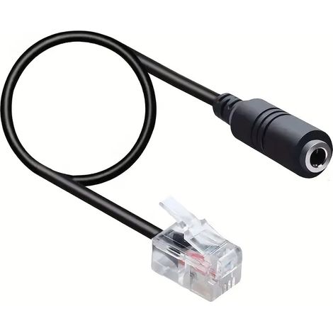 Cable Adaptador telefono RJ9 Macho a 1 x Jack de 3.5 mm 20 cm Negro (1/5)