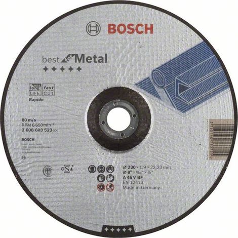 Bosch 2608603523 Disco abrasivo corte concavo Best Metal-rápido 230x1,9mm