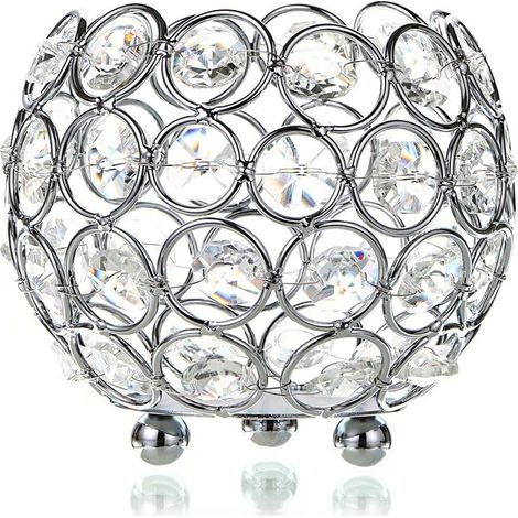 1 Bougeoir, Cristal, 10x9cm, Ouverture 7,5cm, Vase, Décoration Mariage Noël (1/5)